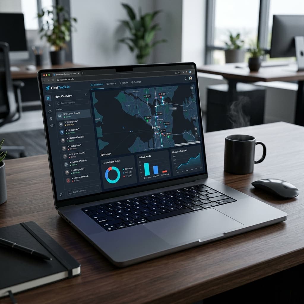 Margo GPS fleet tracking dashboard on laptop